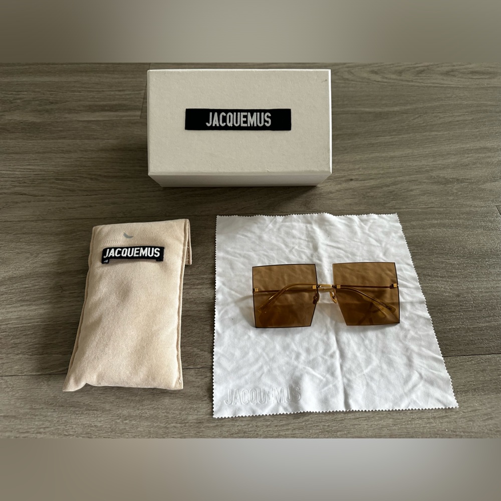 JACQUEMUS LES CARRÉS RIVIERA SILVER-TONE SUNGLASSES IN DARK ORANGE